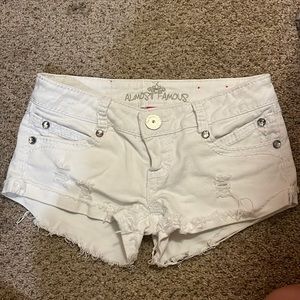 White denim Almost Famous shorts